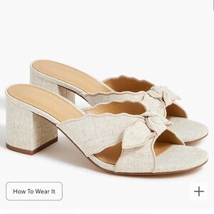NEW J. Crew Factory Scalloped Bow Mules Sandals - Size 8